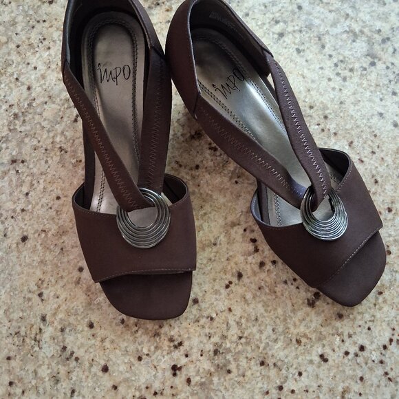 Impo Chocolate Brown Peep-Toe Wedges - Picture 1 of 2